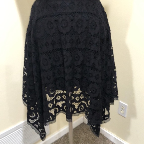Free People Just Like Honey Dress Size 2 Black Floral Lace Asymmetrical Hem - Picture 4 of 10